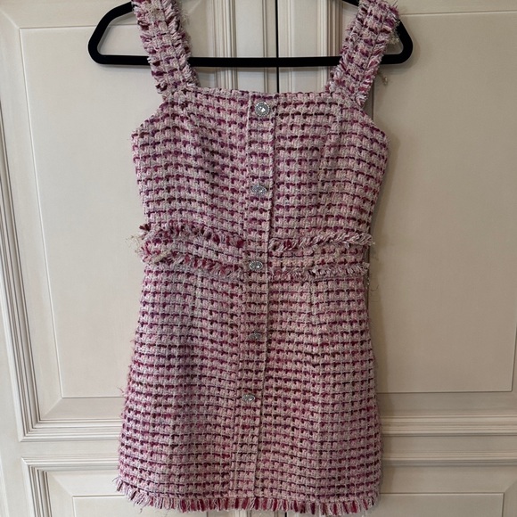MOTF Dresses & Skirts - MOTF Pink Tweed Mini Dress with Button Front